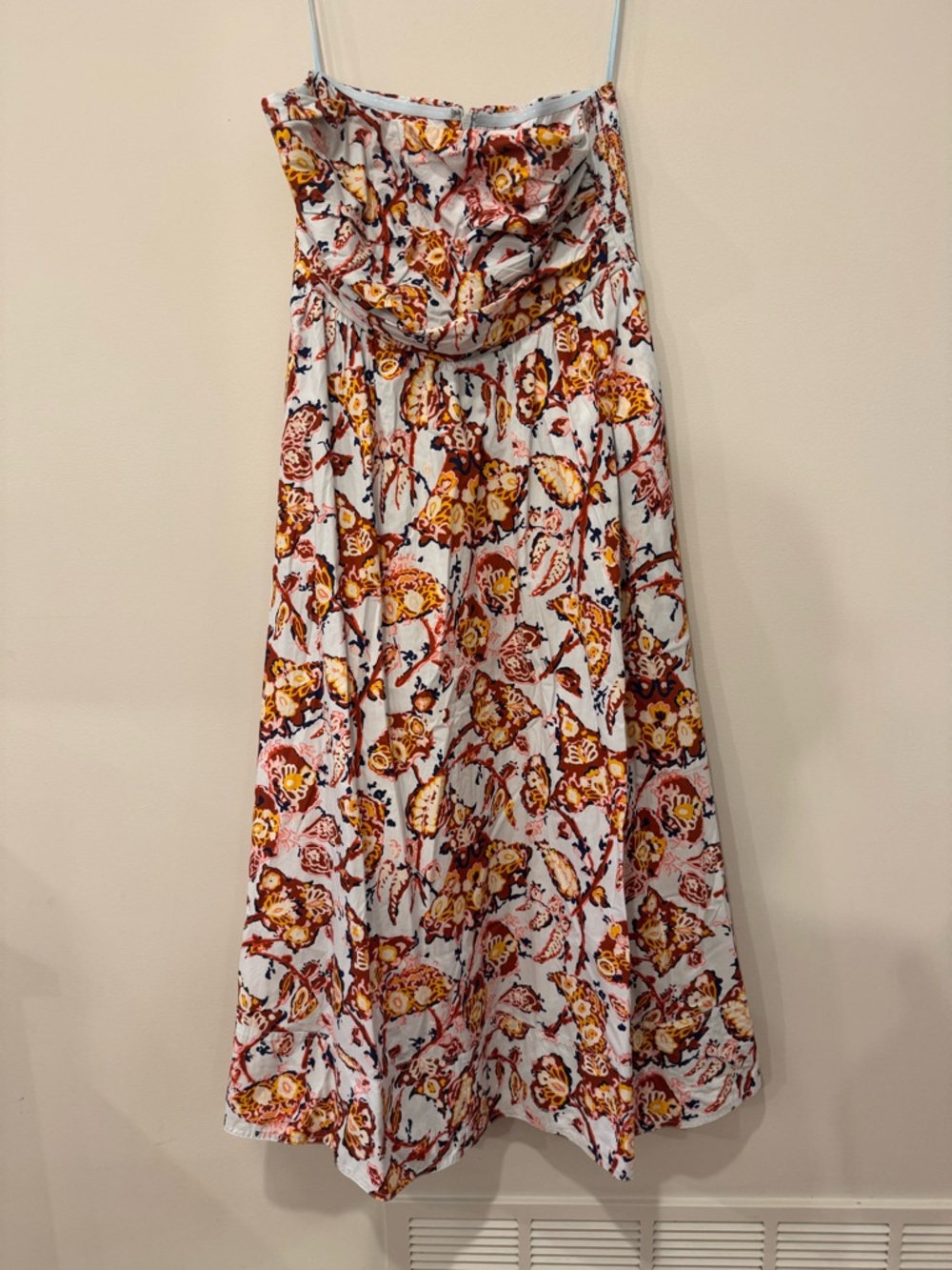 A.L.C. Floral Midi Dress in White with Yellow and Brown Print